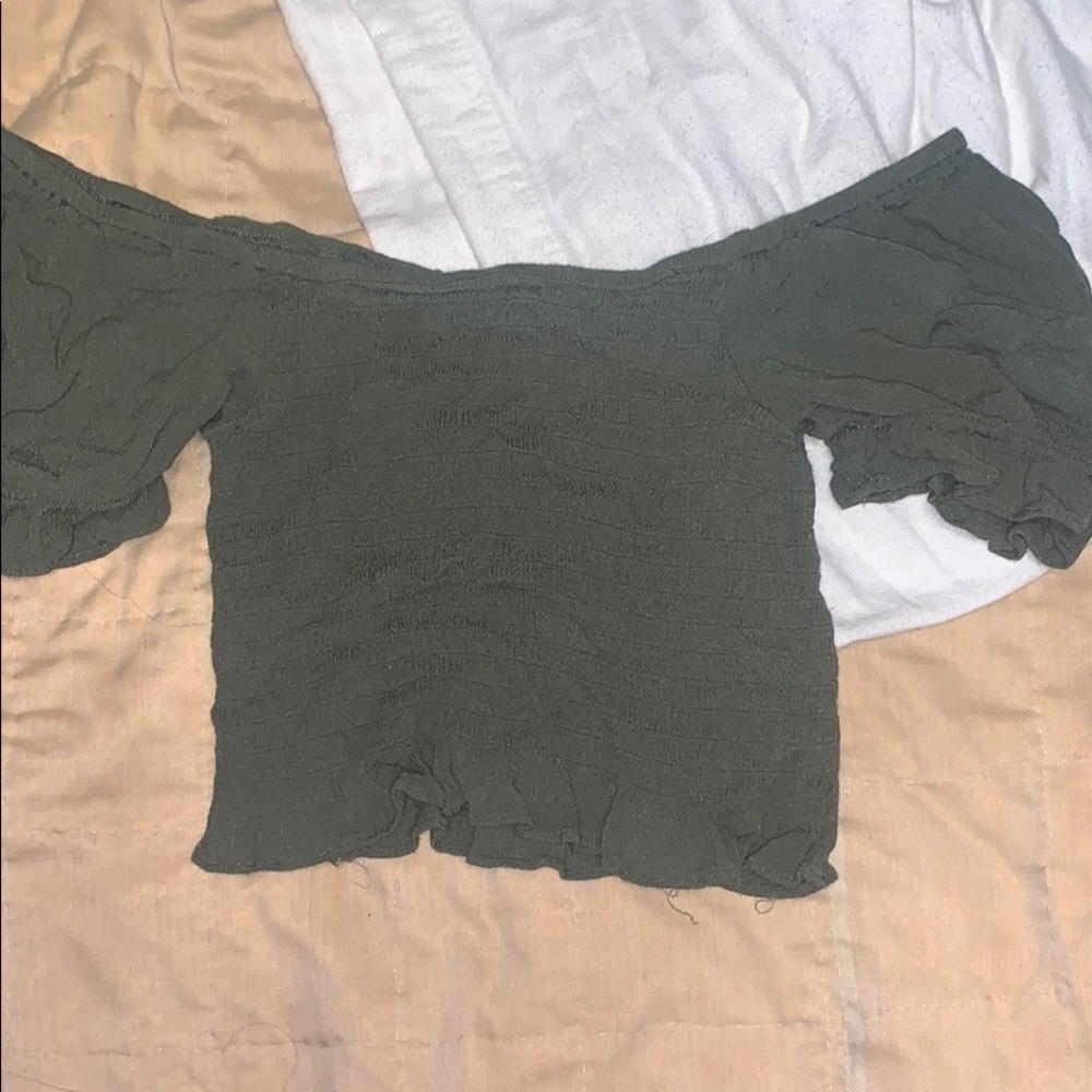 green off the shoulder top